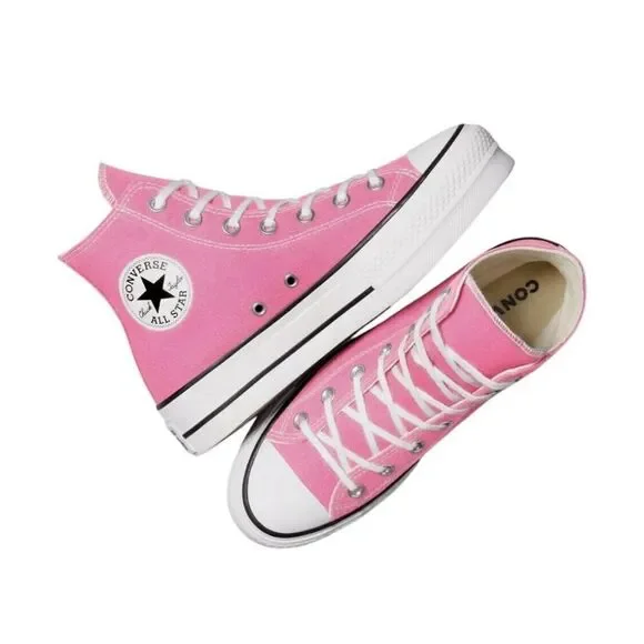 CONVERSE Women Chuck Taylor All Star Pink Platform Canvas High Top Sneakers - Picture 4 of 6
